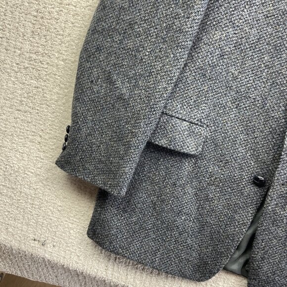 Vintage Harris Tweed Blazer Mens 42T Sport Coat Suit Jacket Dark Blue Wool - Picture 6 of 16